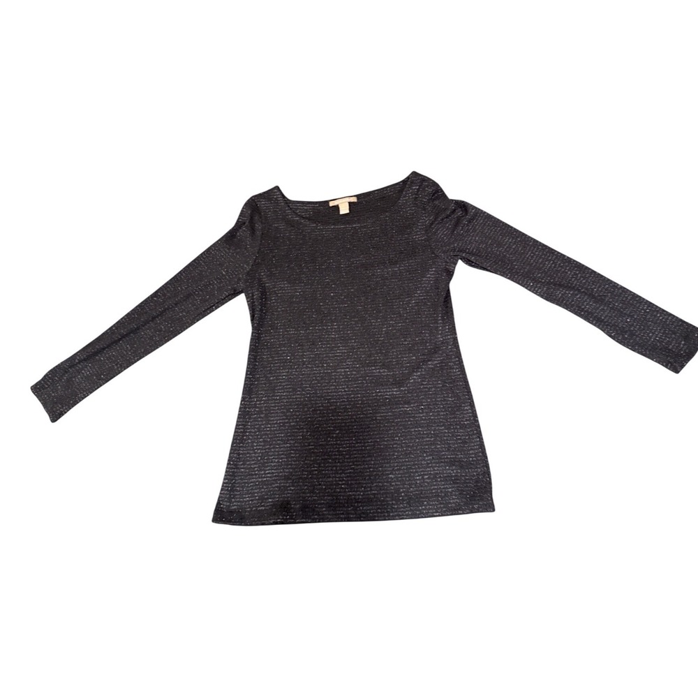 Banana Republic Women's L Charcoal Metallic Sparkle Shimmer Boat Neck Top Shirt